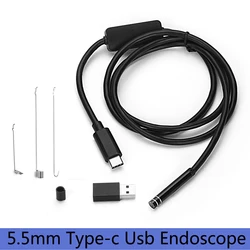 5.5mm 1M 3M 5M 7M 10M 6 LED Android TYPE-C USB Endoscope Inspection Camera Snake Flexible Borescope Camera For Android Window