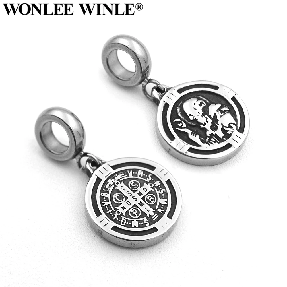 

Wonlee Winle Never Fade 316L Stainless Steel 5mm Hole Double Side Charms Pendants For Bracelet Jewelry Making DIY Dangles