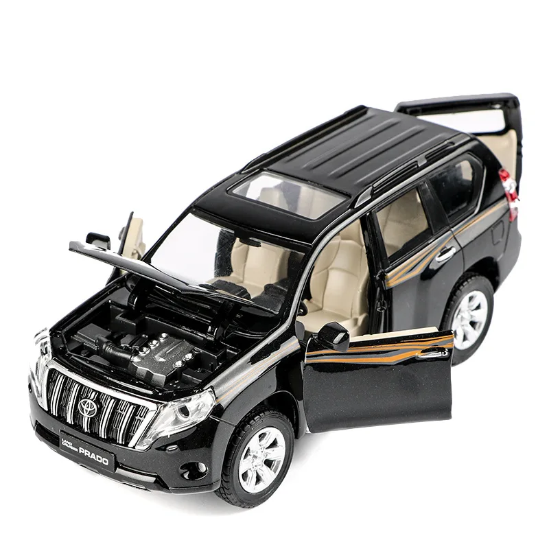 High quality 1:32 Toyota Prado alloy model,simulation children\'s sound and light pull back off-road model toys,free shipping