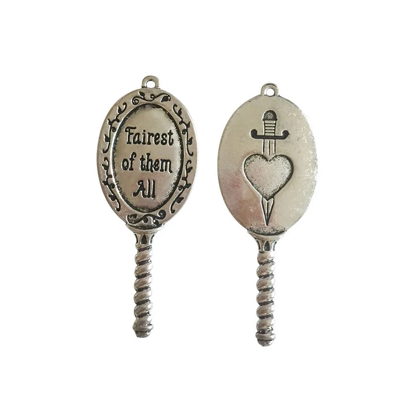 10 pcs/Lot 23mm*55mm mirror charm Antique Silver color or Antique gold Color  words Fairest of them all for jewelry making