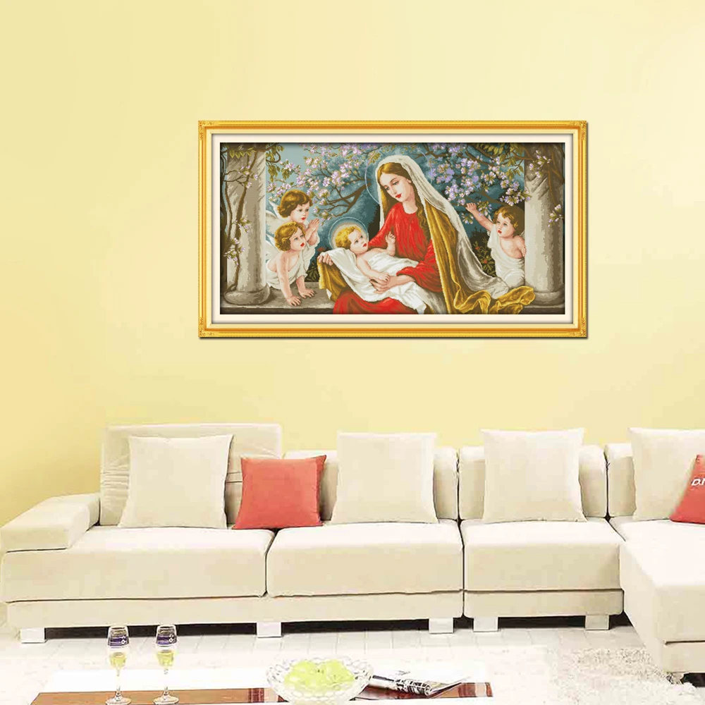 Joy Sunday Madonna-and-child Pattern DIY Print Count Cross Stitch Kit Embroidery Set Home Decoration Chinese Painting Needlework