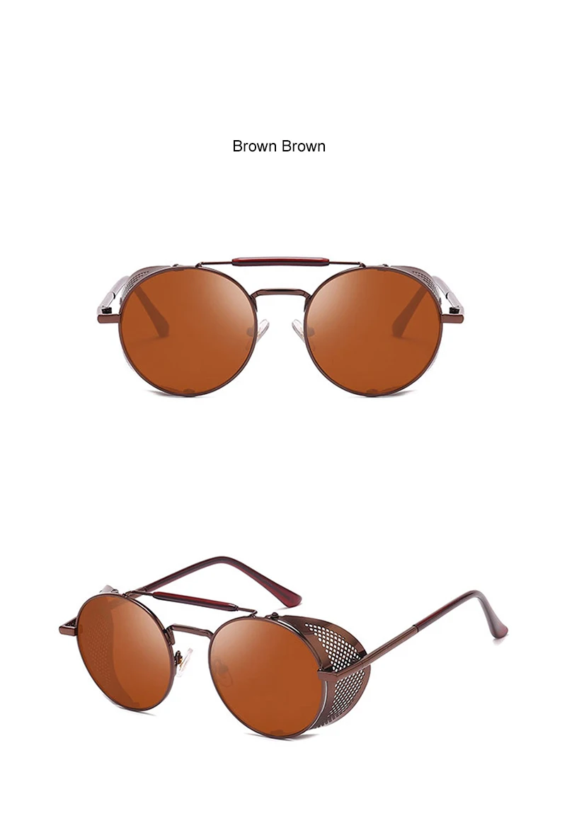 Neue Steampunk Retro Runde Metall Sonnenbrille Männer Frauen Marke Designer Gläser Metall Schilde Shades Oculos De Sol UV400 Brillen – Detail 5