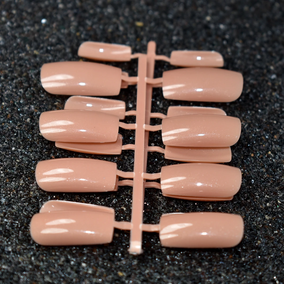 20pcs/set Shimmer Glitter Nude Color Full Cover False Nail Tips Manicure Long Square Fake Nails Art Decorations