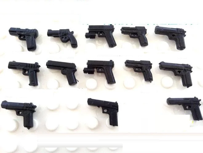 13PCS Pistol city gun weapons swat police military model parts kits Bricks Blocks original figures MOC Mini toys for children