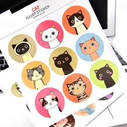 Kawaii Cat and Rabbit animal stickers DIY for Photo Album Glass bottle phone case decorative Art Round Sealing paste sticker