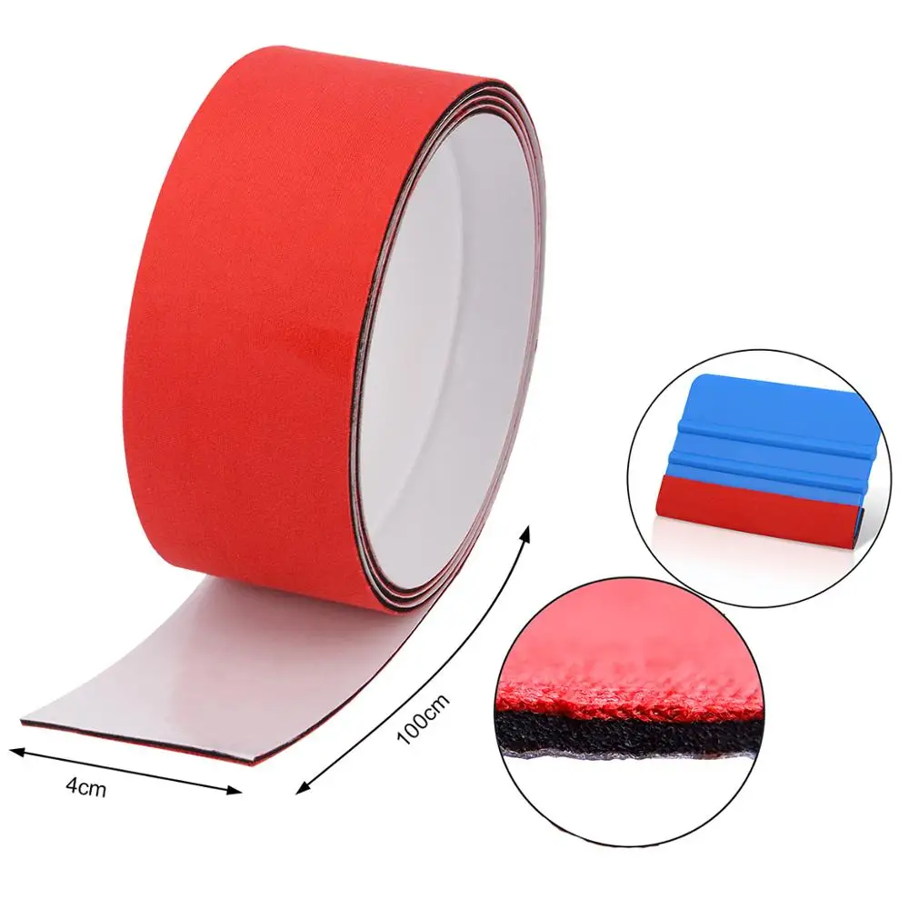 FOSHIO 100CM 3 Layers Waterproof Slim Fabric Edge for All Carbon Fiber Squeegee Vinyl Car Wrap Window Tint Scraper Protect Cloth