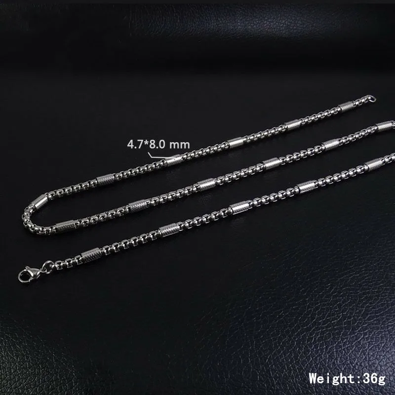 Hiphop/Rock Style Stainless Steel Link Chain Necklace For Men Gift Box Chain Length 50/60/70/80/90CM