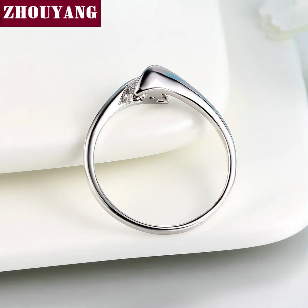 ZHOUYANG Top Quality Concise Crystal Ring Silver Color Austrian Crystals Full Sizes ZYR198 ZYR232