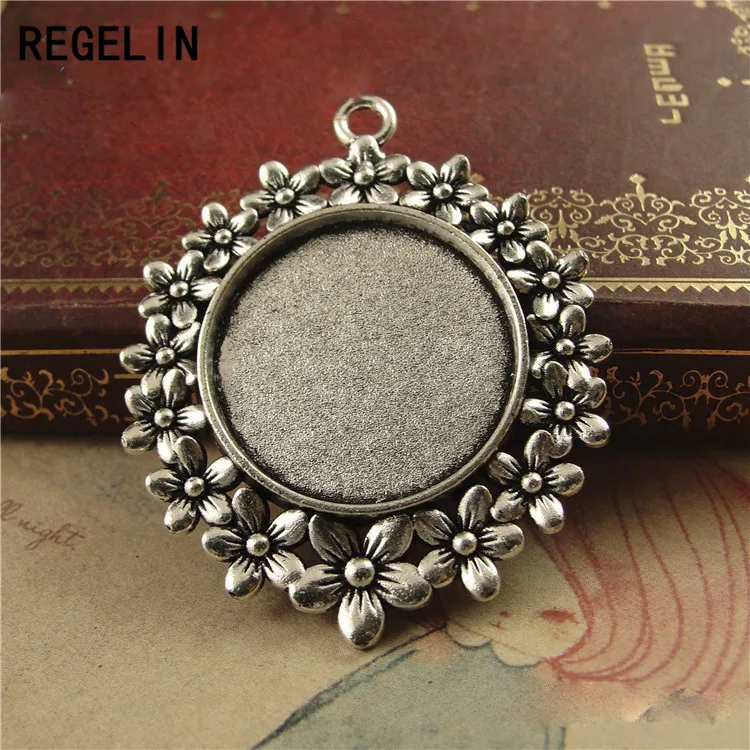 REGELIN Antique Bronze/Antique Silver Round 10pcs/lot Jewelry Accessories cork base Alloy Tray Inner 25 MM