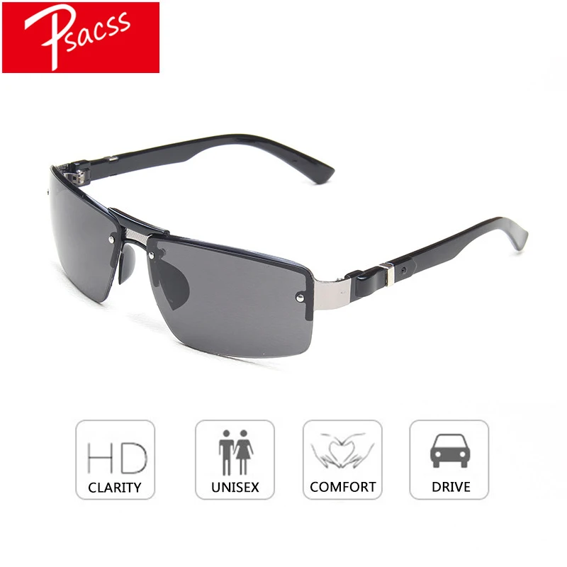 Psacss NEW Sunglasses Men Vintage Square Alloy Frame Men's Driving Fishing Sun Glasses High Quality Goggle lentes de sol hombre