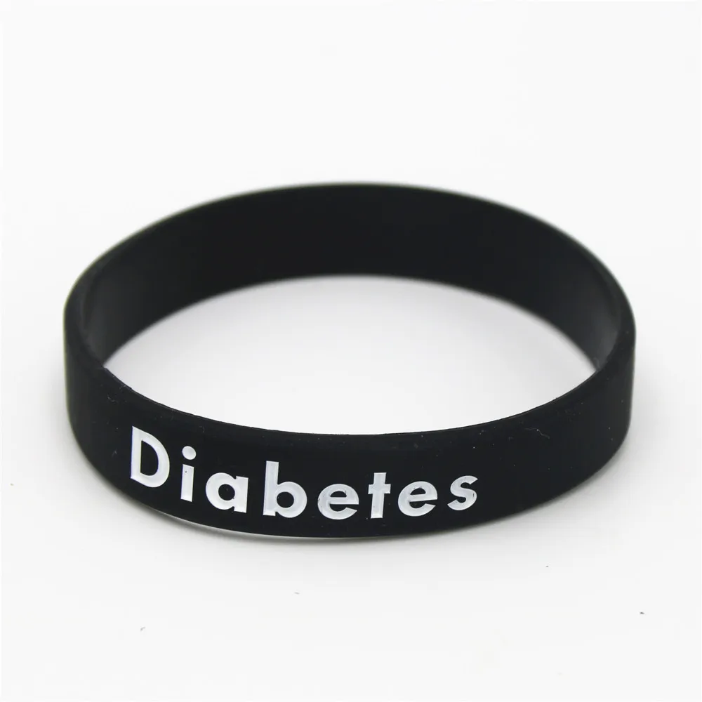 1PC Diabetes Silicone Wristband Sports Medical Alert Armband Nurse Rubber Bracelets&Bangles Youth and Adult Size Gifts SH151