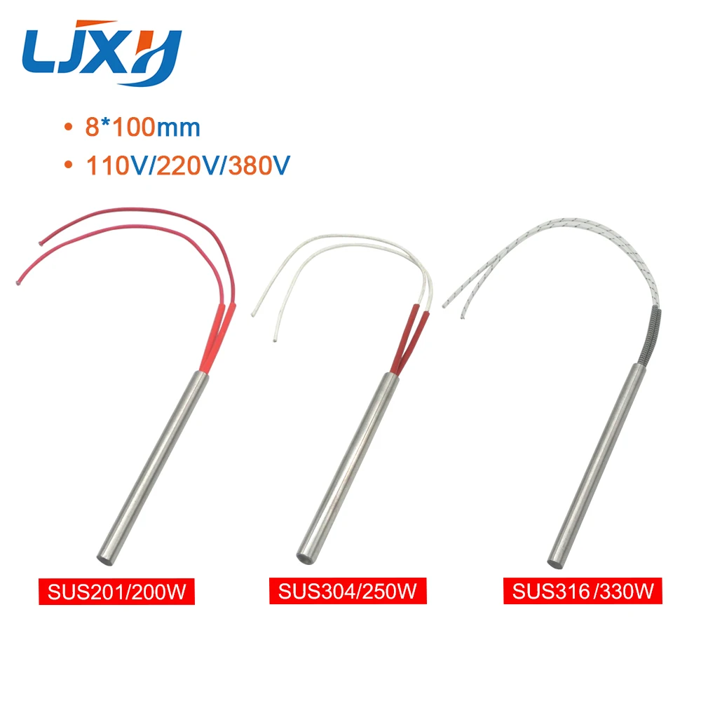 LJXH Cartridge Heater Heating Element Single Ended 8x100mm/0.314x3.94\