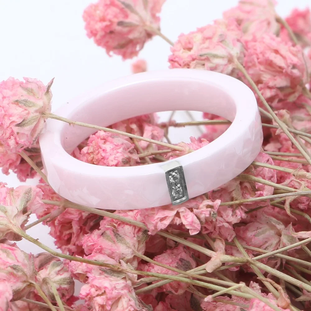 Simple Style Real Pink Ceramic Ring Real Ceramic Wedding Rings For Engagement Gift Smooth Hand Polishing Good Quality