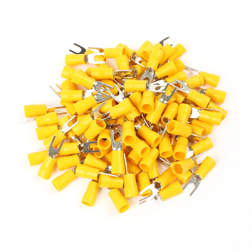 50PCS SV5.5-4 Yellow Furcate terminals Cable Wire Connector insulated terminal block 12-10AWG