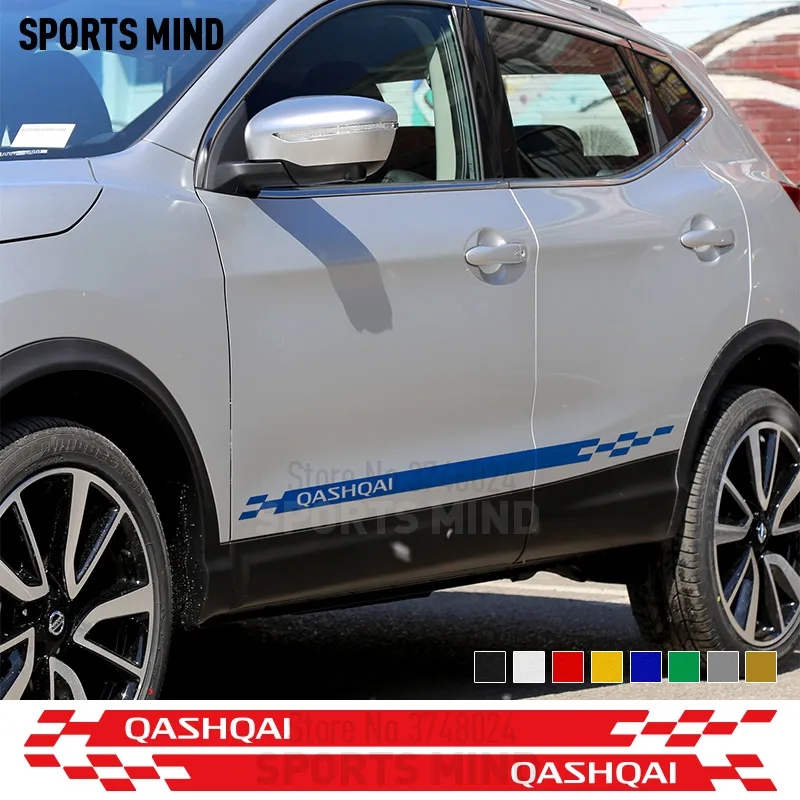 

1 Pair Sports Mind Door Side Stripe Car Sticker Decal Automobiles Car Styling For Nissan Qashqai J11 J10 JDM Nismo Accessories