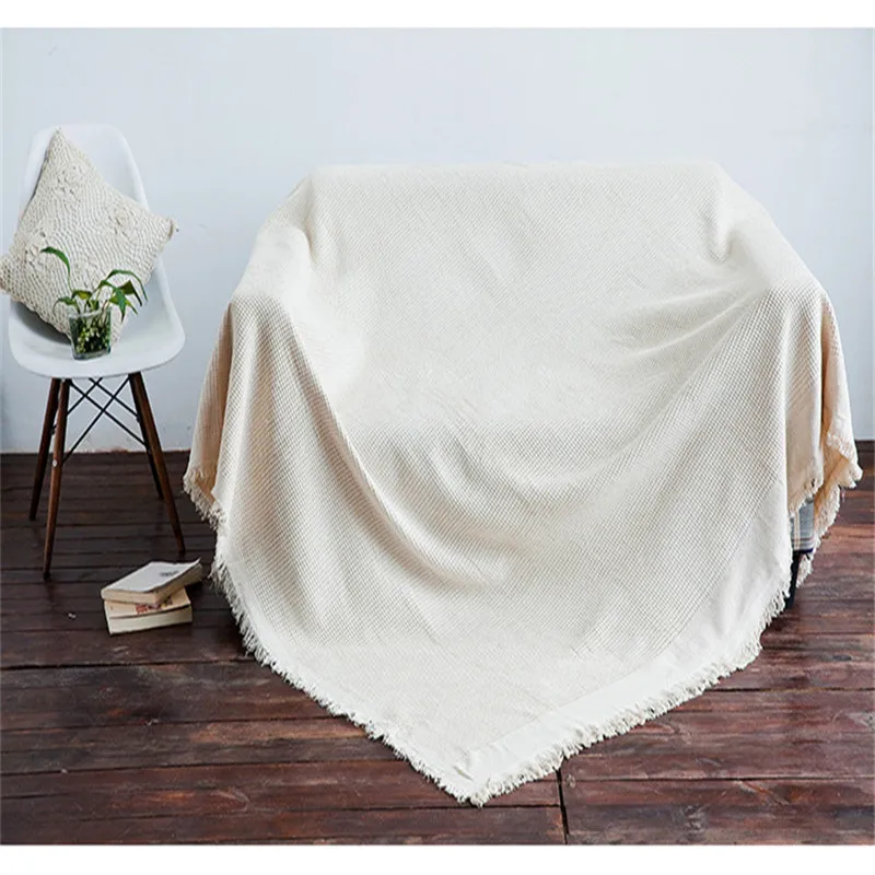 Tassel Sofa Towel Blanket Nordic Cotton Knitted Chair Couch Cover Bed Sheet Throw Bedclothes Home Decor Textile 230*250cm Big