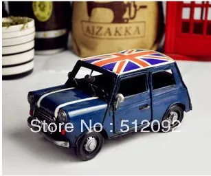 Free shipping!Red  vintage flag mini Cooper metal car model metal classic cars