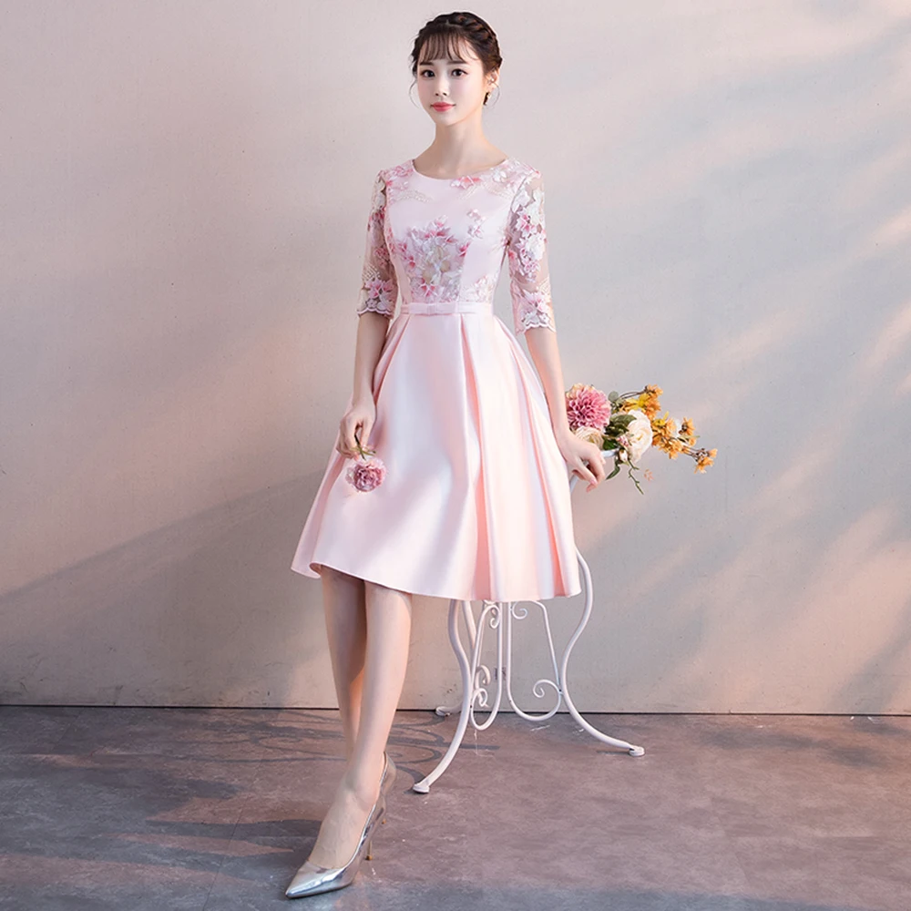 DongCMY Party Formal Short Flower Dress New 2024 A-Line pink color Women Prom Dresses