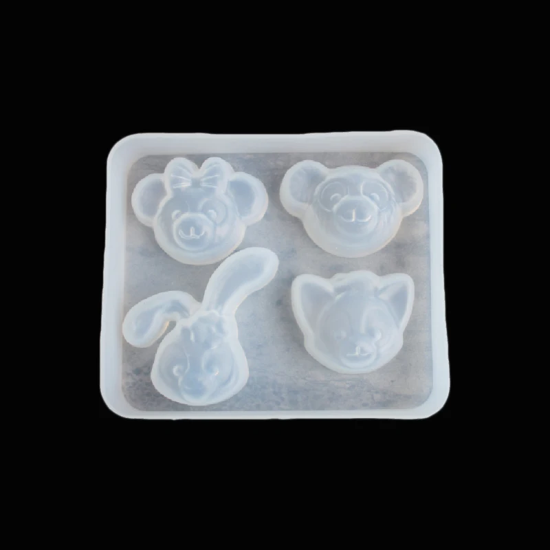 Silicone Mold Cute Animal Head DIY Jewelry Making Tools Handmade Bear Koala Epoxy Resin Crafts Molds Rabbit Fondant Cake Decor