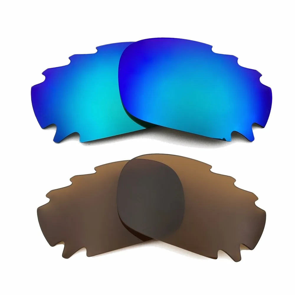 Ice Blue Mirrored & Brown Polarized Replacement Lenses for Jawbone Vented Racing Jacket Frame 100% UVA & UVB