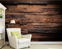 Custom wall paper 3D mural dark retro nostalgic wood stripe background wall photo living room bedroom TV background wallpaper