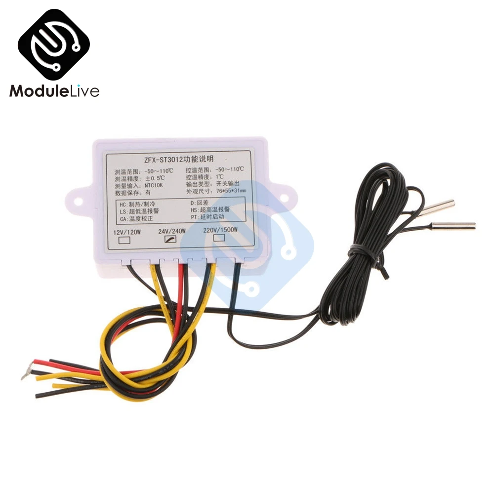 ZFX-ST3012 Dual Temperature Controller AC 220V 12V 24V LED Digital Thermostat Thermometer Sensor Control Meter with NTC sensor