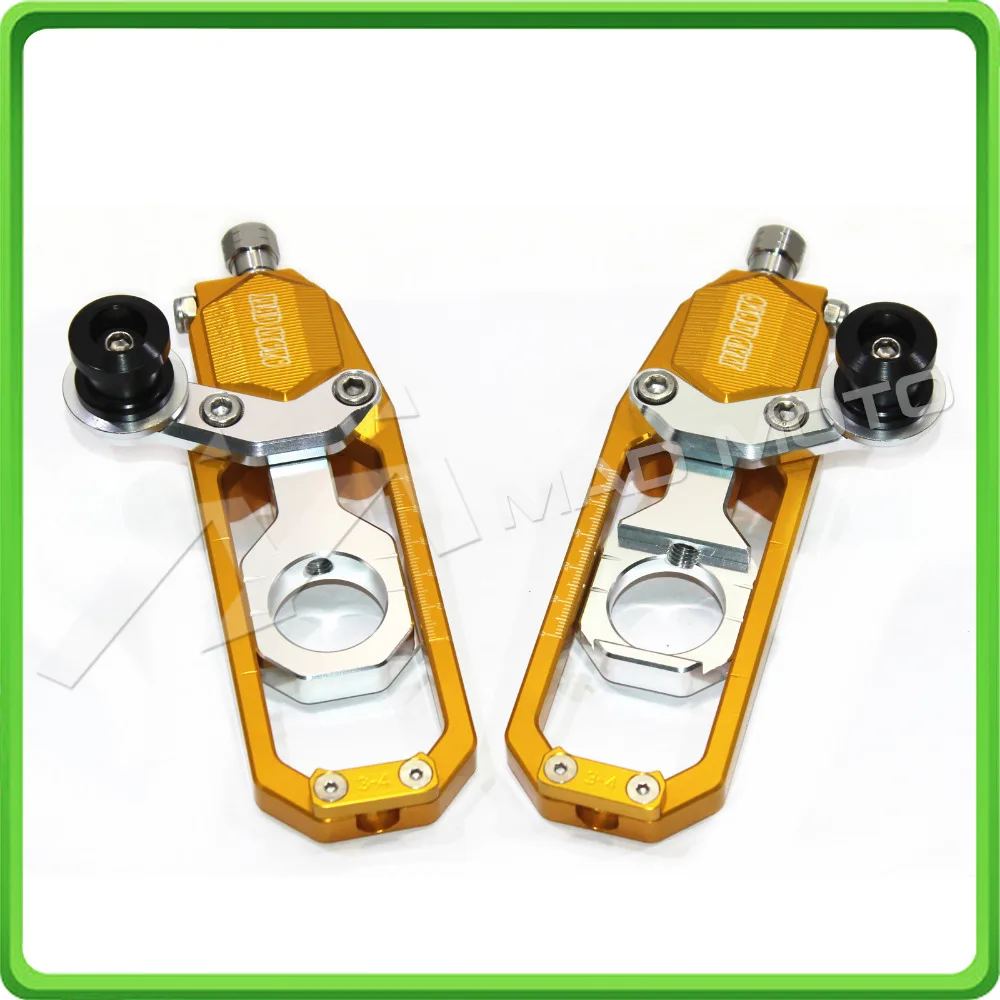 

Motorcycle Chain Tensioner Adjuster with paddock bobbins kit for Suzuki GSXR600 GSX-R750 2006 2007 2008 2009 2010 Gold&Silver