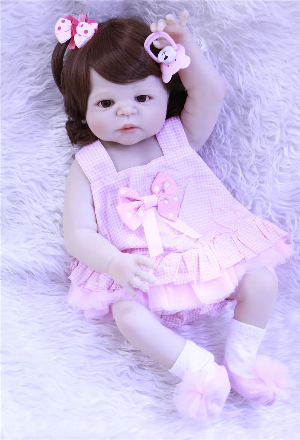 

DollMai girl bebes reborn full silicone reborn baby dolls 22inch wavy hair princess BJD doll bathe toys alive bonecas reborn