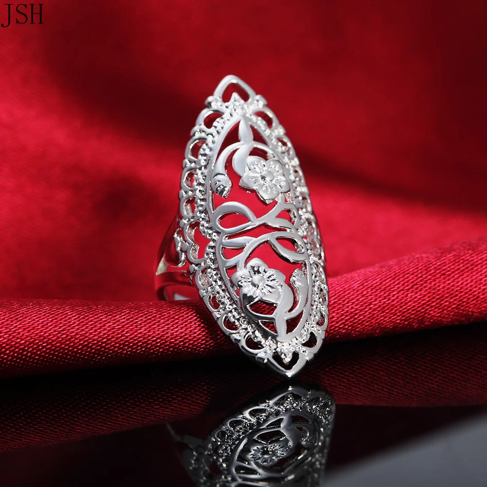 Beautiful solid Retre flower SILVER ring women cute noble pretty fashion Wedding silver color NICE women Lady Ring jewelry R698