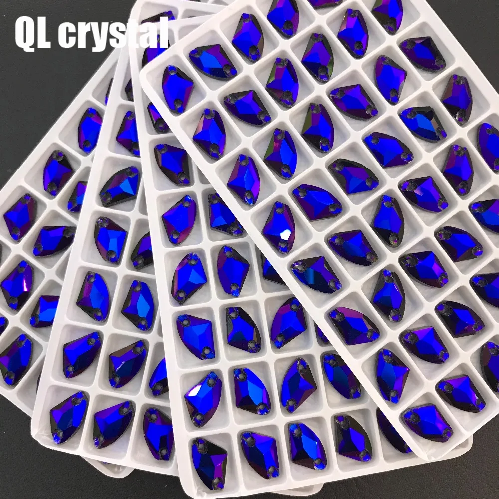 

QL Crystal AB Color 9x14mm Galactic AX Sew on Crystal Rhinestone Flatback Glass crystal sew on for Wedding dress clothing