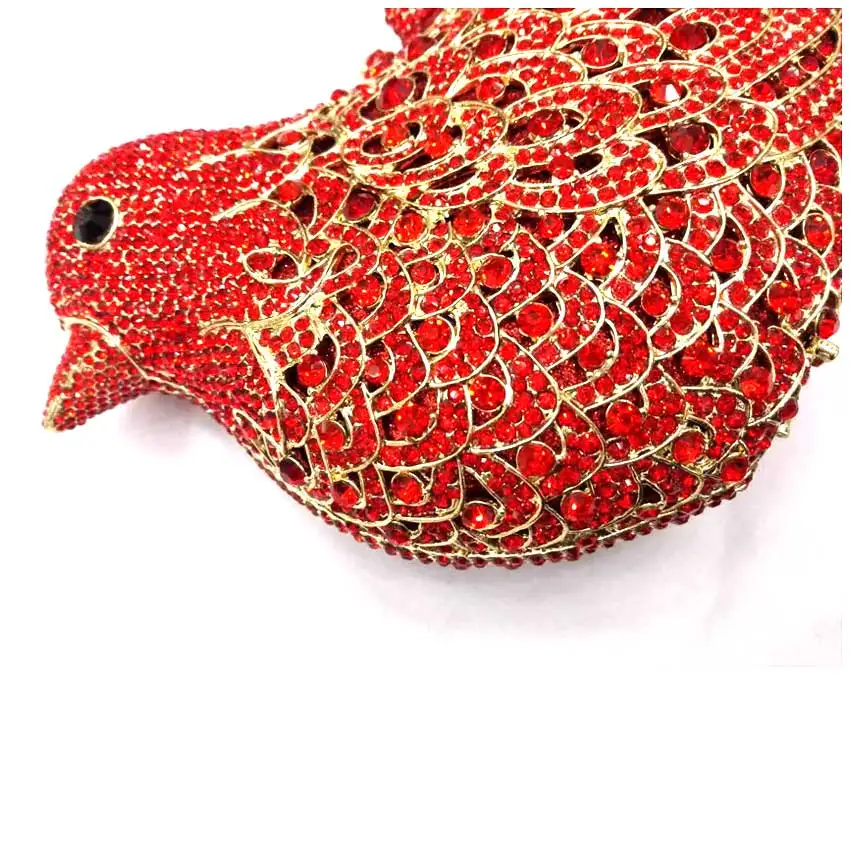 Luxury Handcraft Diamond Crystal Evening Bag Rhinestone Animal Bird Evening Clutch Bag for Party Lady Bling Wedding Purse