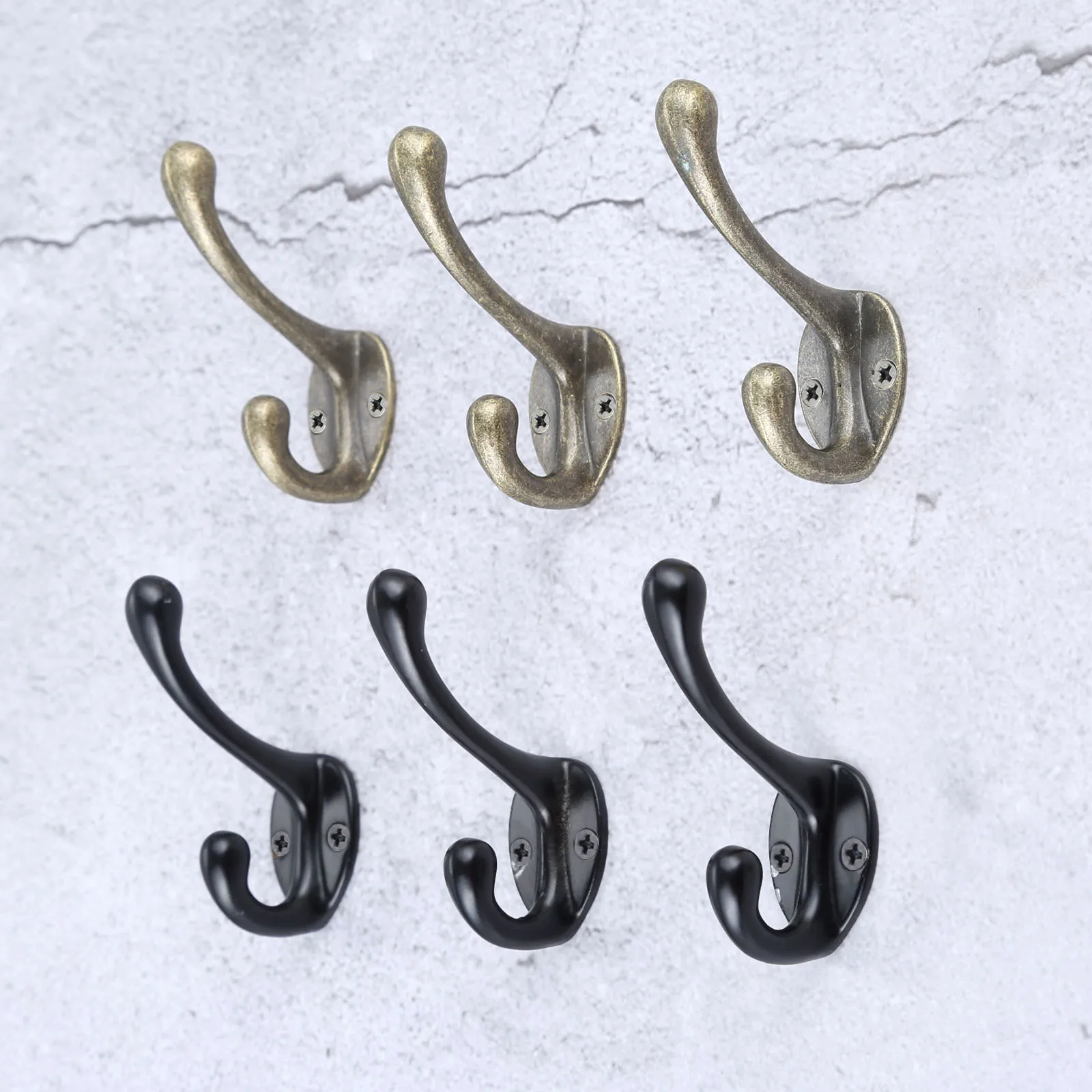 10Pc Antique Alloy Home Hat Coat Clothes Towel Wall Door Hanger Hooks Bathroom Kitchen Bedroom Room Bronze Tone Black 55*43*19mm