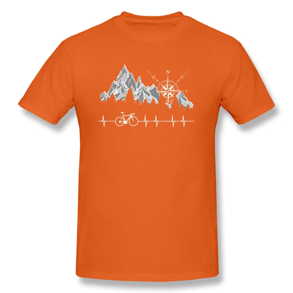 Cycle Life Heartbeat Biker Men Tshirt Mountain Forest Hiking Printed Tops & Tees Compass Bike Casual Funny T-shirts 100% Cotton