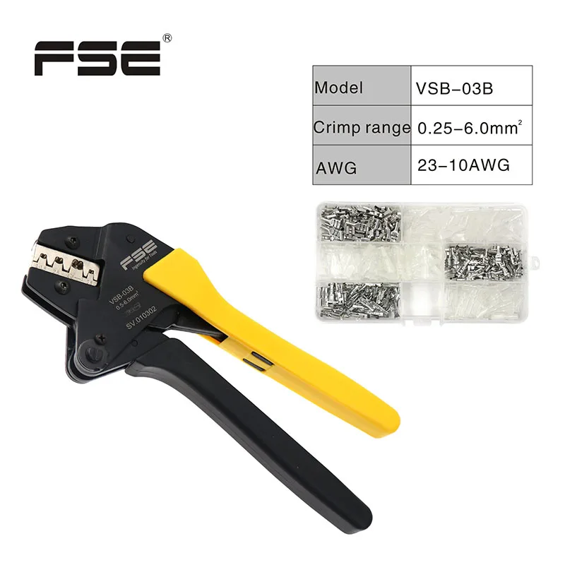 FSE Crimping Hand Tool Cable Cutter Crimper VSB-10A VSB-03B Pliers Terminal Crimp Range 0.25-6mm 0.5-10mm 20-7AWG 23-10AWG