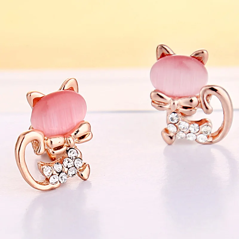 Korea Style opal fox Rhinestone Crystal Clip on Earring Wihtout Piercing for Women Travel No Hole Ear Clip 3 Colors Jewelry Gift