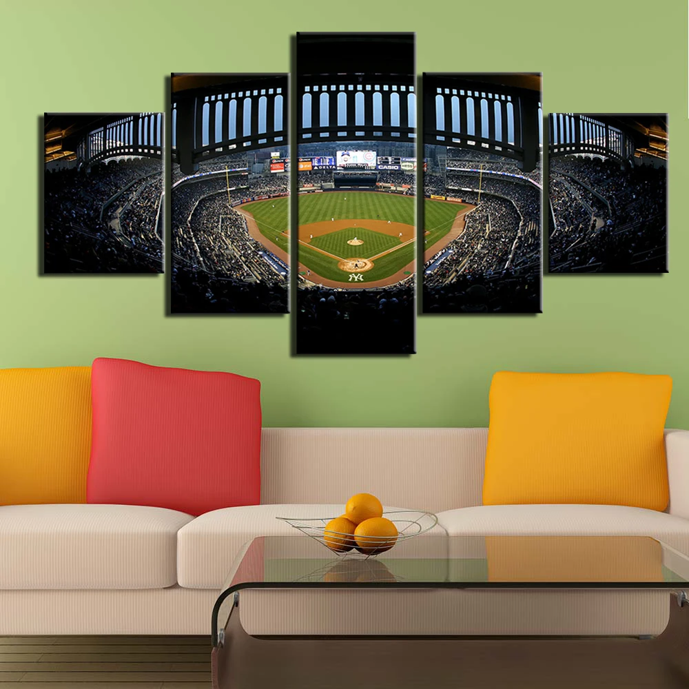 New York  baseball Stadium Sport Wall Pictures For Living Room Wall Art Canvas Painting 5 Pcs Baseball Sports Posters Home Decor