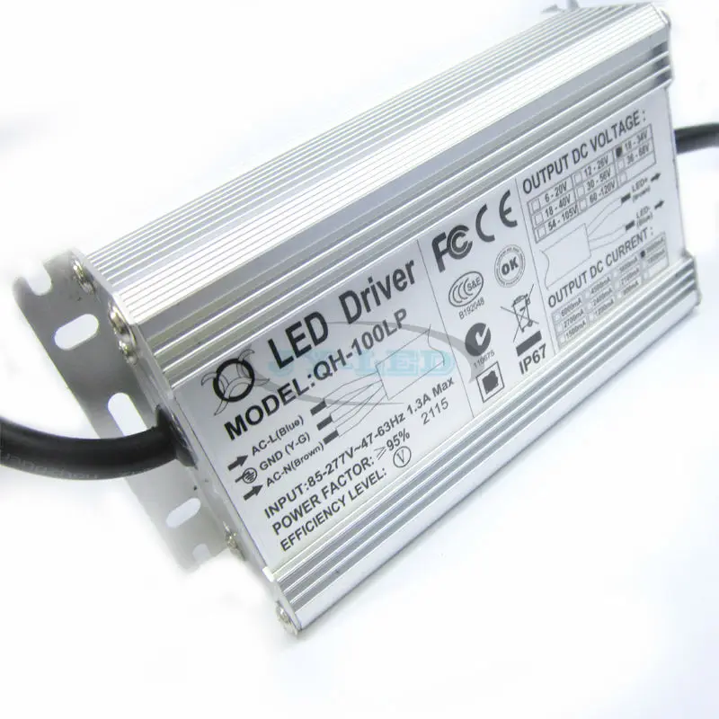 100W LED Driver 3000mA DC18-34v Power Supply IP67 Waterproof Constant Current FloodLight Driver For High Power LED Beads