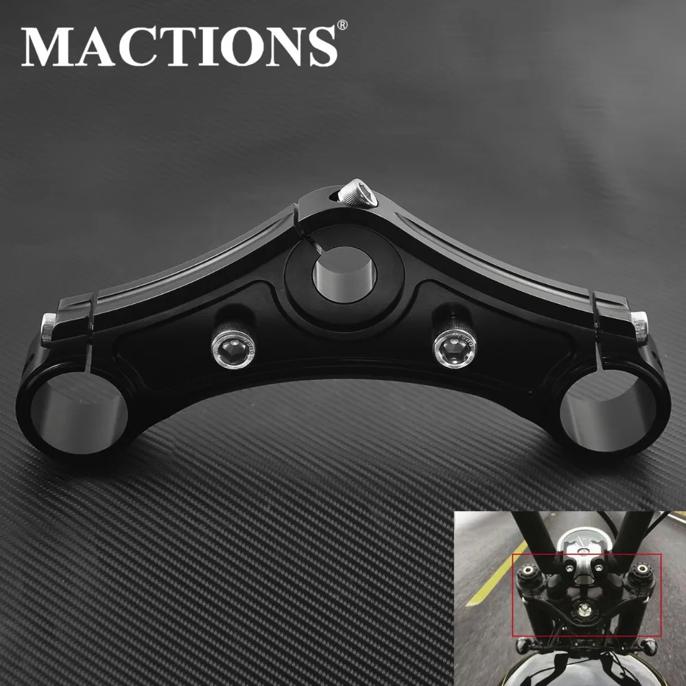 Motorcycle Gloss Black Top Triple Clamps Billet Aluminum For Harley Sportster 48 w/ Riser Holes 2010 2011 2012 2013 2014 2015