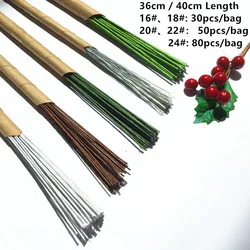 18# Dia 1.2mm 36cm Length Paper Covered Artificial Flowers Stems Branches Twigs Iron Wire For DIY Nylon Flower Accessory