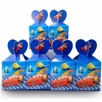 Boîtes à bonbons en papier, 12 pièces/lot, coffret cadeau thème voitures Disney Lightning McQueen, boîtes de fête d'anniversaire pour enfants, fourniture de décoration