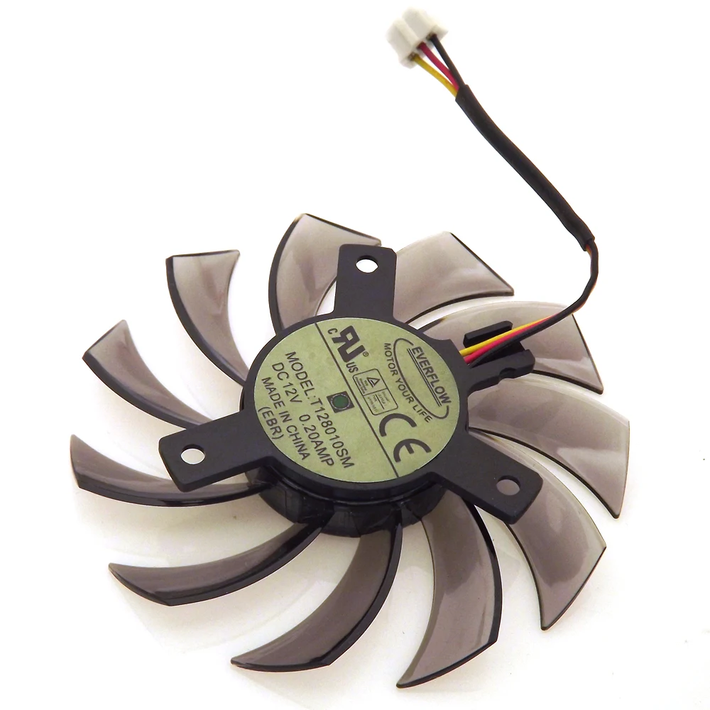 T128010SM 75mm 12V 0.20A 3Pin For Gigabyte GTX460 GTX470 GTX580 HD5870 N470SO N580UD N580SO Graphics Card Cooling Fan