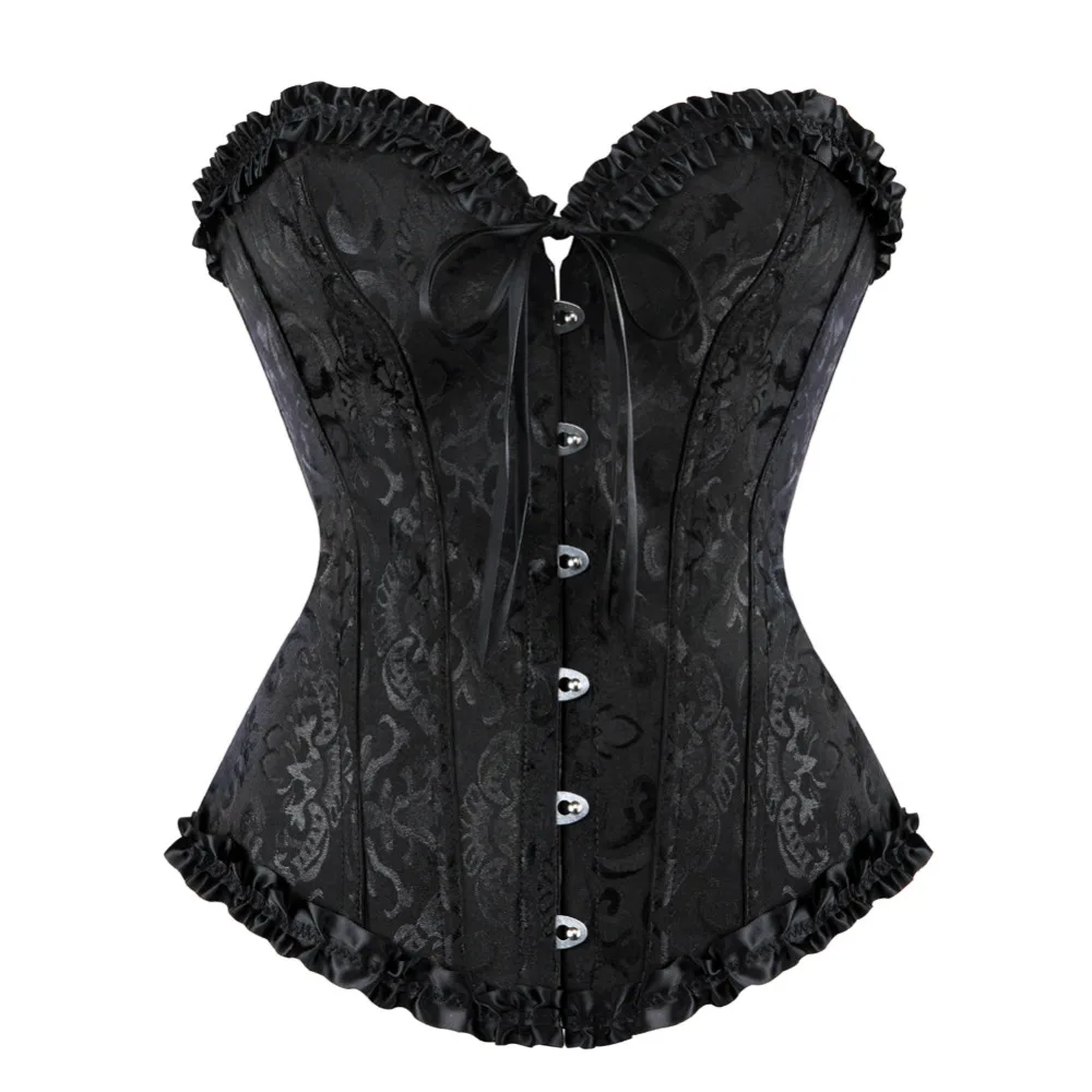 

Corsets Bustiers Lace Trim Plus Size Waist Bodyshaper White Victorian Corset Top Boned Floral Gothic Corsets for Women Black