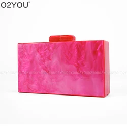 Pearl Fuchsia Rose Red Acrylic Clutches Luxury Handbags Women Bags Designer Mini Bolsa Feminina Wallet Card card holder Evening