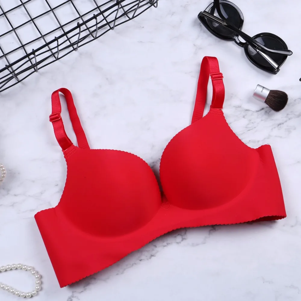 2019 New Arrival Women Bra Push Up Sexy BH Soft Bra Big Size 6 Colors Adjustable Lingerie Gather Seamless One-Piece Lady Bra