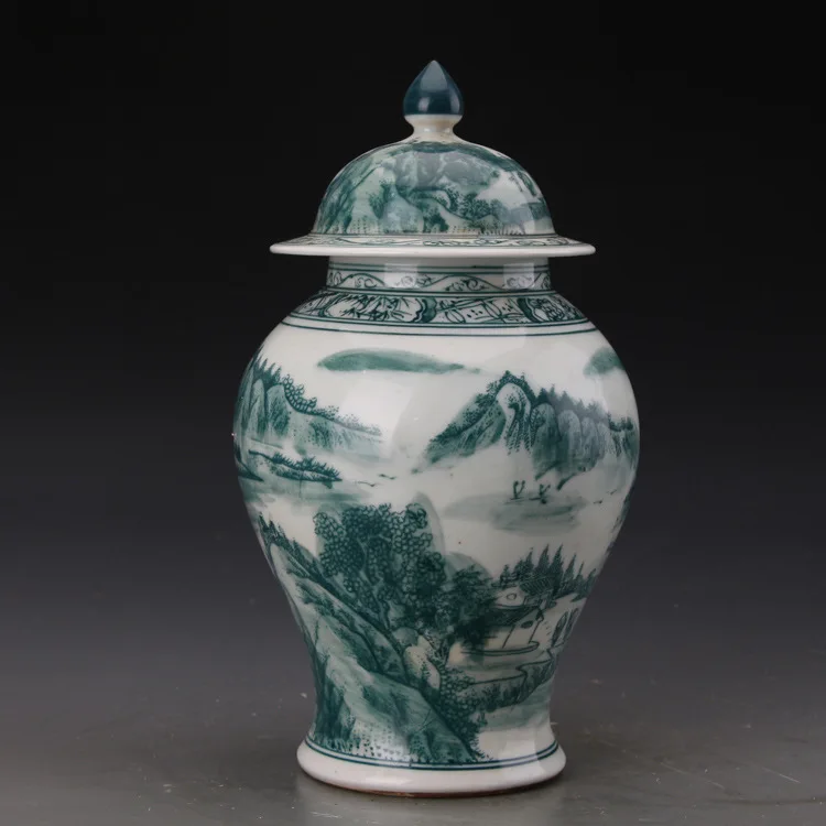 Jingdezhen Hand Painted Antique hand-made Blue And White Landscape Collection Of temple jar Collection Antique Porcelain jar