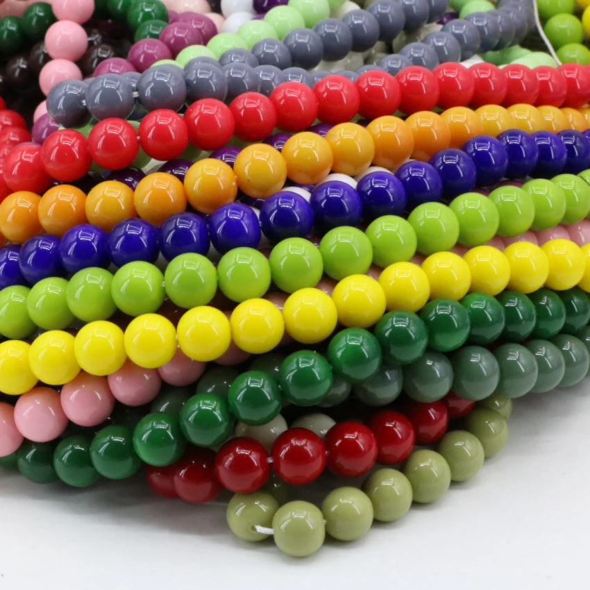 8mm candy color loose beads round bake paint glass ball jewelry fit for diy necdklace/bracelet spacers accessories 15inch B3249