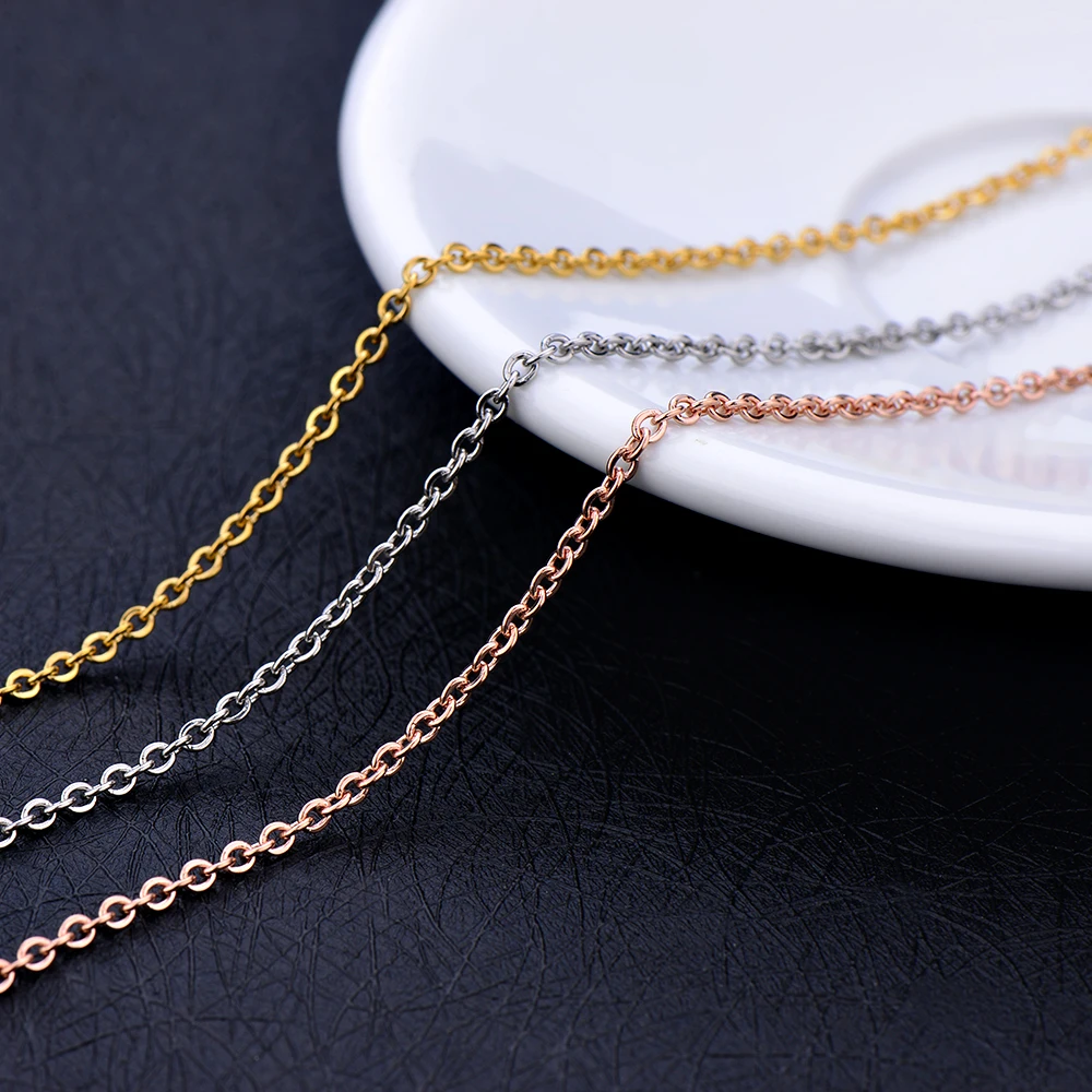 Stainless steel gold rose gold color chain necklace Fashion jewelry for women Fit pendant 1.6MM 2MM 2.3MM length 45+5CM