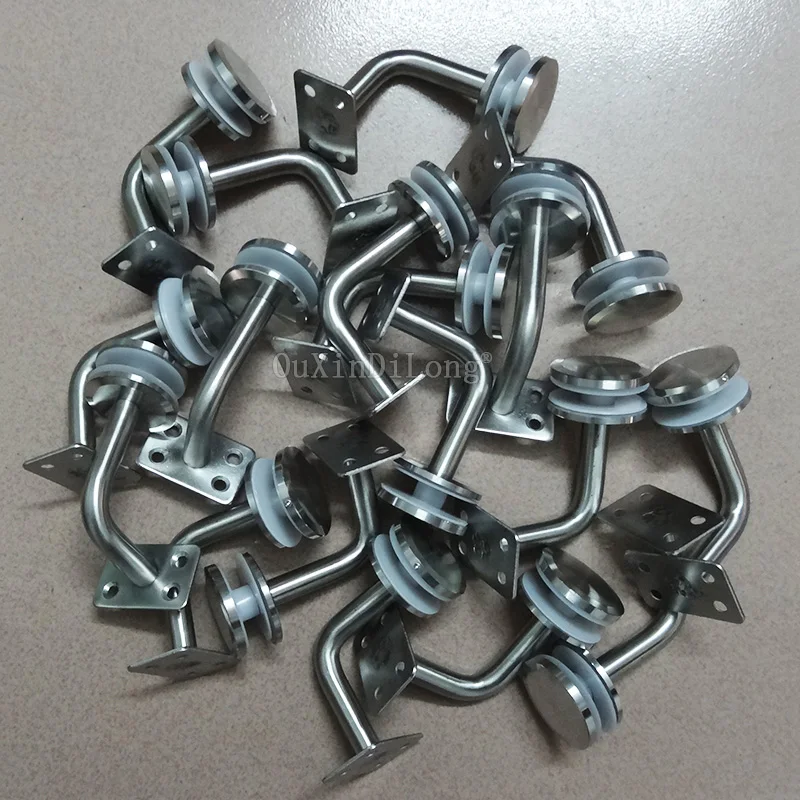 

Wholesale 100PCS 90Degree 60*60mm Brushed Stainless Steel Handrail Brackets 10-16MM Glass Mounted Hand Rail Bracket