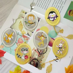 Cute Animals DIY Craft Stich Cross Stitch Bookmark Metal Silver Golden Needlework Embroidery Crafts Counted Cross-Stitching Kit