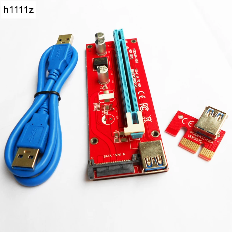 

Riser Red Board VER007S PCI-E Express 1x to16x Riser Card Adapter 60cm USB 3.0 Cable for Bitcoin Antminer Miner Mining Device